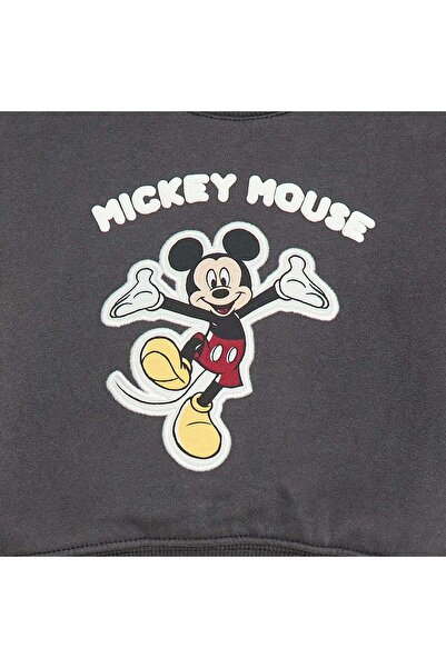 KIABI Mickey Print Fleece Sweatshirt BLACK