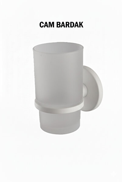 tesitay Diş Fırçalık Cam Bardaklı Beyaz Renk