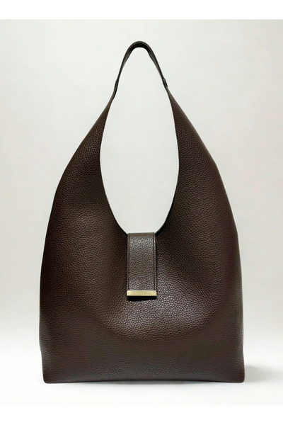 fular & bags Women's Large Size 3-Compartment Snap Closure Brown Shopper Tote...