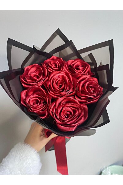 Buketim Seninle باقة من 7 وردات حمراء لا تبهت، وردات بشريط، هدية للحبيب، هدية...