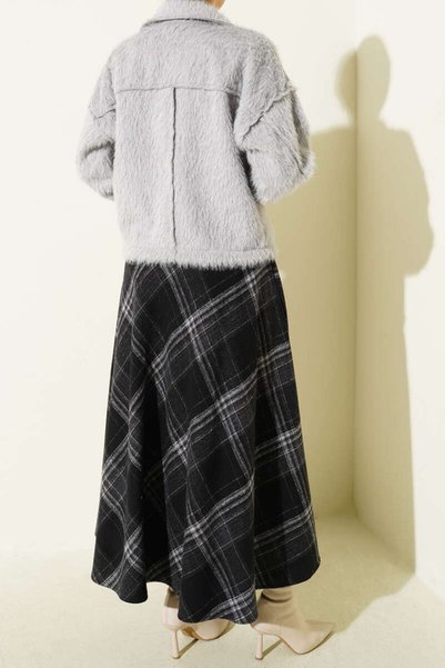 MODAMERSİ Women's Red Plaid Patterned Lumberjack Skirt