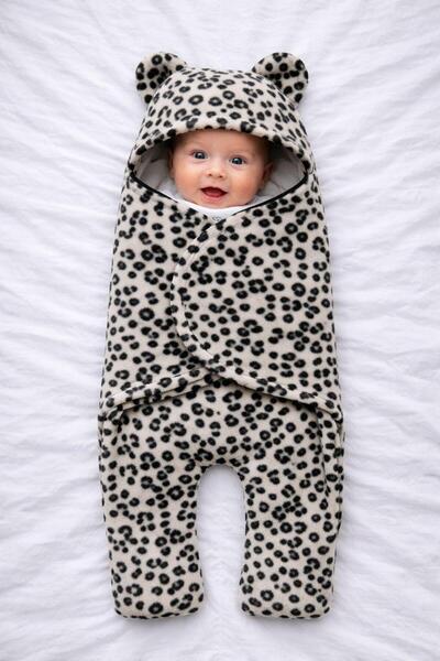 DİVİSTA Unisex Newborn Plush Swaddle Thick Fabric Lined Inside