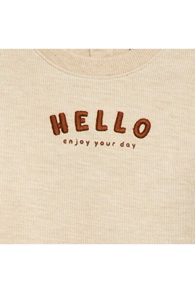 KIABI Lightweight Stretch Cotton Sweater with Print BEIGE