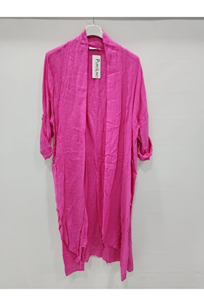 della moor Women's Fuchsia Italian Foldable Long Linen Kaftan with Sleeves an...