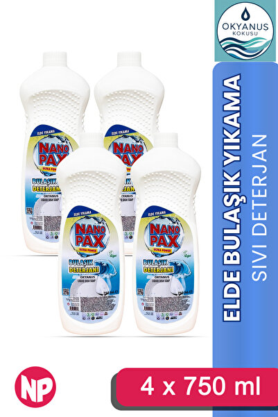 NanoPax 4x750 ML (4 Adet) Elde Bulaşık Deterjanı Okyanus Kokulu - Ekonomik Ai...