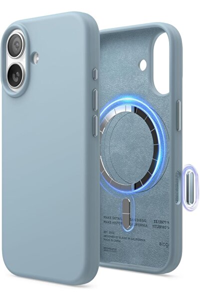 Elago غطاء سيليكون سائل مغناطيسي لهاتف آيفون 17 [زر التحكم بالكاميرا] - أزرق ...