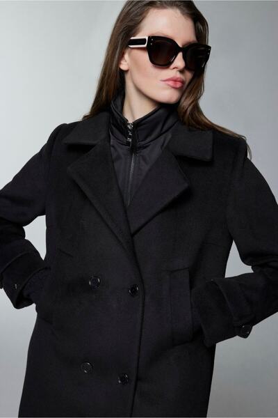 Zühre Kruvaze Yaka Kapitone Detaylı Kaban 13840