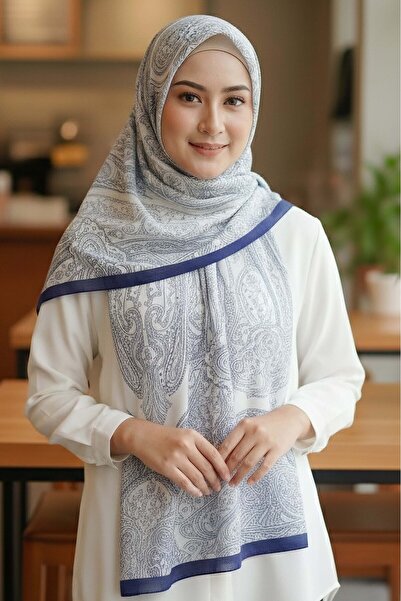 TOFİSA Otantic Ethnic Series Cotton Shawl Navy Blue - 28109-Dark Blue