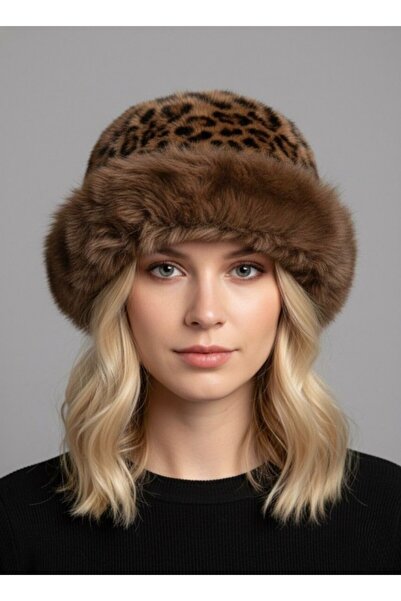 stravis Leopard Patterned Fur Plush Kalpak Hat
