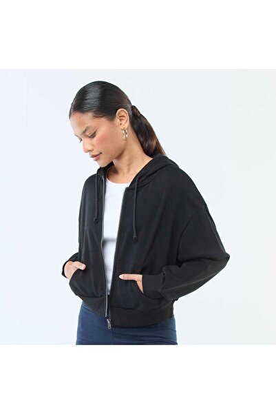 KIABI Cropped Hoodie Sweatshirt BLACK