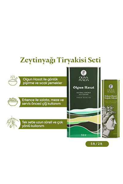 Oliva Malia Zeytinyağı Tiryakisi Seti (5 LT Olgun Hasat, 2 LT Natürel Sızma Z...