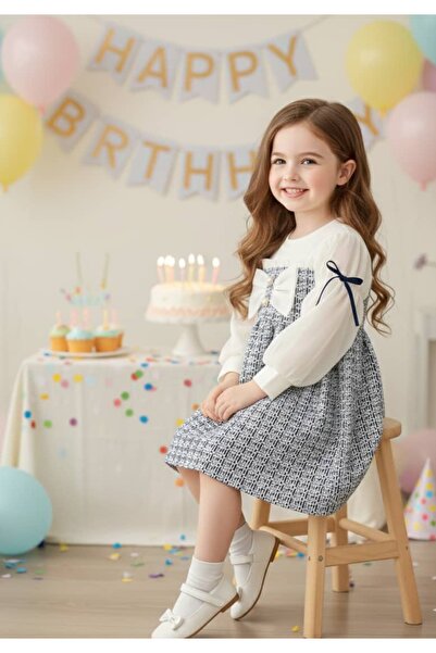 Elidabutik Custom Design Stylish Navy Blue Dress