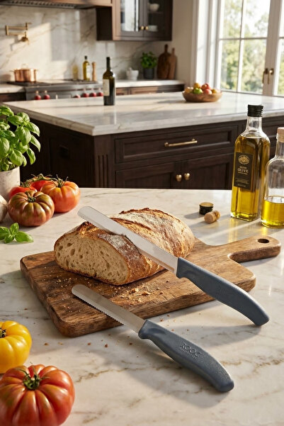 MAKRİ HOME Set of 2 Ultra Sharp Serrated Blades, Gray 22 cm 100% Guaranteed S...