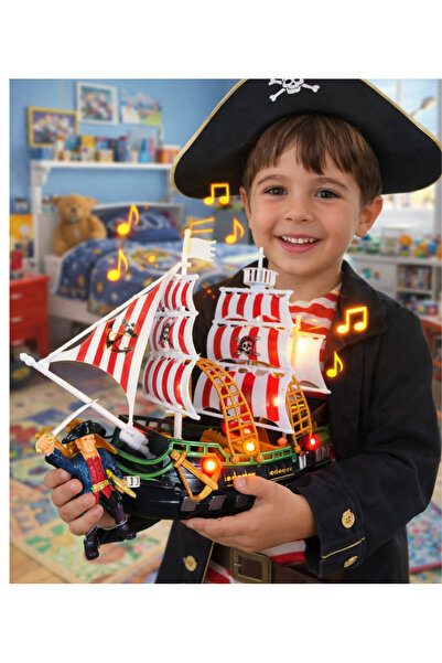 LRS STORE Sesli ve Işıklı Hareketli Korsan Gemisi -Oyuncak Figürlü İnteraktif...