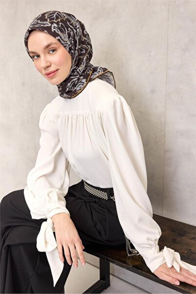 Silk Home Eșarfă moale din bumbac poliester cu model de crin, muștar pal 90x90