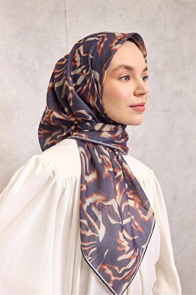 Silk Home Памучен полиестерен мек шал с абстрактен мотив, виолетов, 90x90