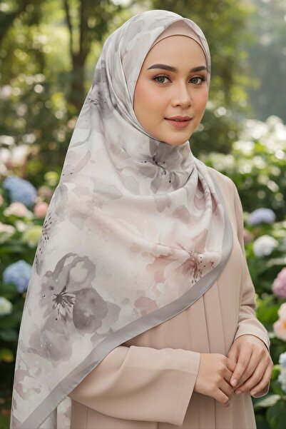 TOFİSA Garden Bloom Series Cotton Shawl Gray - 28089-Gri