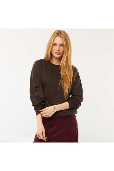 KIABI Plain French Terry Crew Neck Sweatshirt BROWN