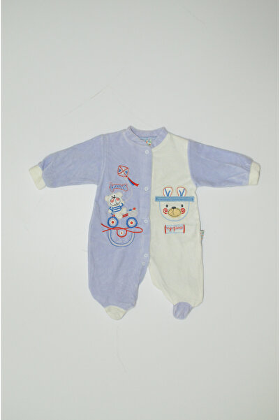 Baby Slon Kids Clup Kışlık kadife uçurtma nakışlı full çıtçıt kapamalı patikl...