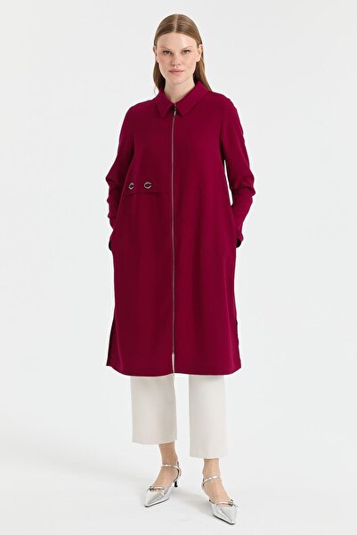 Esswaap Aksesuar Detaylı Fermuarlı GiyÇık Mürdüm