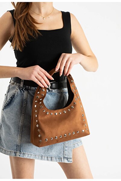 grand coco Geantă de mână și de umăr elegantă, din piele intoarsa, cu ținte, ...