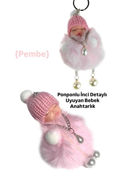 ÇEÇEN HOME (1 bucată) Breloc cu păpușă de pluș adormită, cu pompon cu pene și...