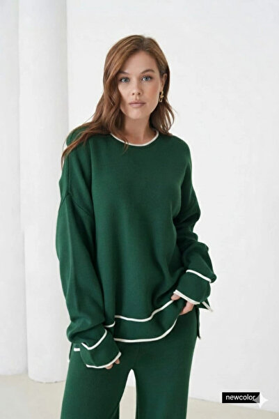Park Karon Women's Emerald Crew Neck Oversized Sweater Pants Knitwear Bottom-...