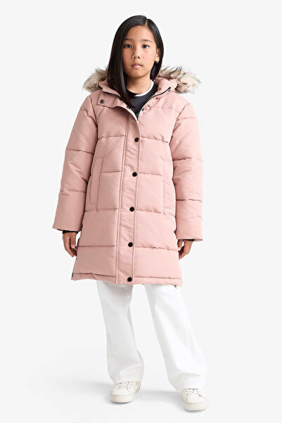 DeFacto Hooded Zippered Rose Girl's Coat C8755A8/Br476