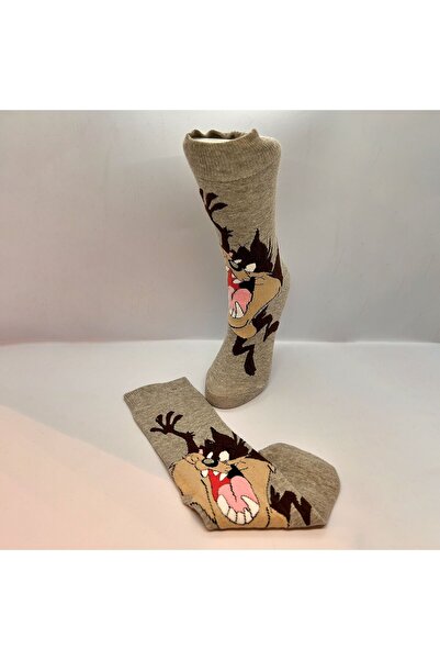 Biçorap06 Tazmanya Canavarı Karakterli Çorap – Gri