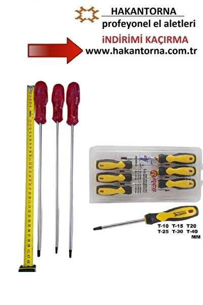 HakanTorna HT- Rico 6 Parça Torx Tornavida Seti Takımı UZUN ŞİŞ TORNAVİDA T20...