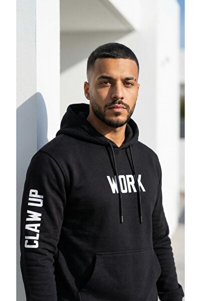 CLAW UP WORK Hanorac esențial supradimensionat |   Imprimeu negru (Unisex, bu...