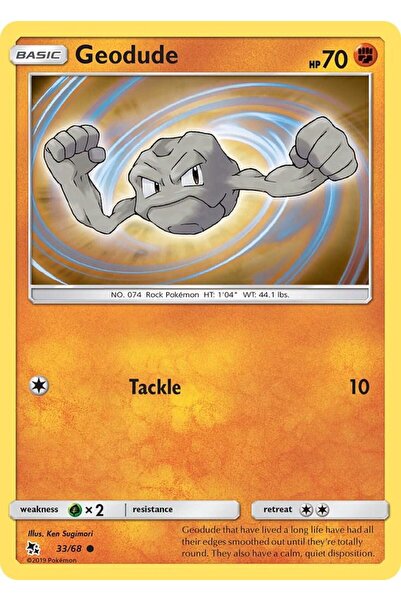 Pokemon TCG Geodude # 33 Pokemon Hidden Fates Original Card