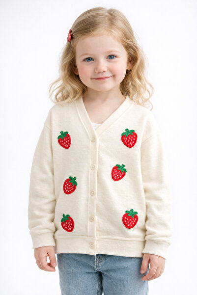 mini kanka Детско кардиганче с копчета за момичета 5-12 години с ягодов мотив...