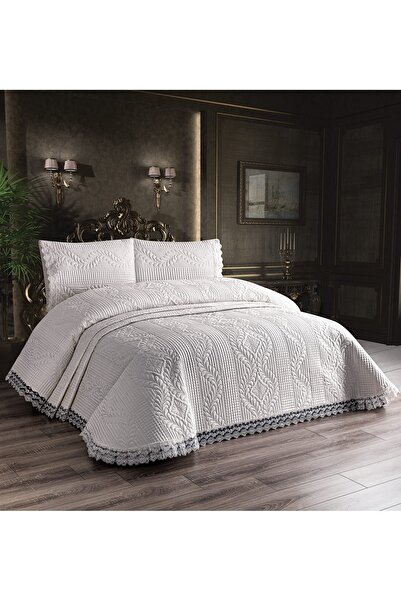 Bella Home Double Guipure Microfiber Bedspread - 240X260 cm Cream