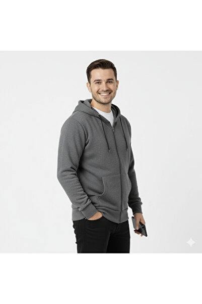 assef سترة رجالية من القطن مبطن بالصوف بغطاء رأس قصة ضيقة مزودة بجيب مزدوج من...