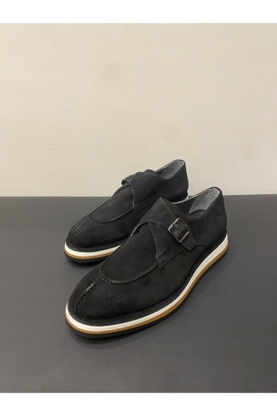 LUCIANO BELLINI Erkek Hakiki Deri Süet Kemer Detaylı Klasik Ayakkabı