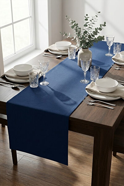 YUNUSOĞLU HOME مفرش طاولة ديكوري بوهيمي باللون الأزرق الداكن - غطاء لطاولة ال...