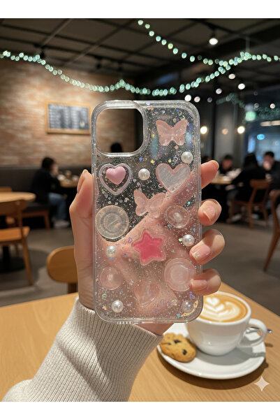 Goldie Case İPhone 13 / 14 Uyumlu Şeffaf / 3D Desenli / Darbe Emici Özelliğe ...
