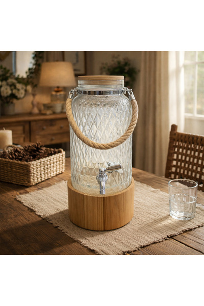 Vi Markets An elegant beverage dispenser with a geometric pattern,