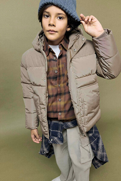 DeFacto Water Repellent K Hooded Mink Boy's Coat C5526A8/Bg404