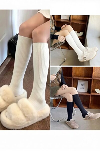 Panowill Design Kadın Fitilli Diz Altı Bot Çizme Çorabı Kadın Çorap Orta Kalı...