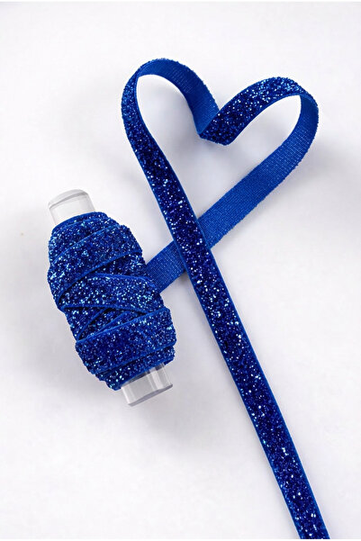 ZEYMERADE Glitter Velvet Ribbon Cobalt Blue 1cm 5Mt, Bride, Groom, Bohça, Eng...