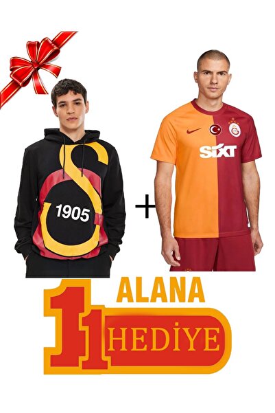 Galatasaray Orijinal Büyük Logolu Sweat 5 Yıldız Parçalı Forma Hediyeli