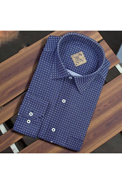 GÖMLEK GALERİSİ Men's Classic Wide Cut Patterned Long Sleeve Shirt