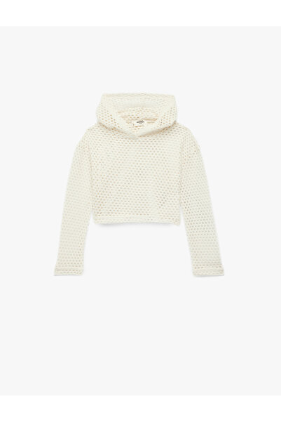 Koton Hanorac cu mânecă lungă tricotaj cu aspect dantelat Crop Swea tricou