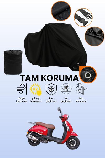 dokaca Kanuni Tigrina 50 Compatible Motorcycle Tarpaulin Compatible with Blac...