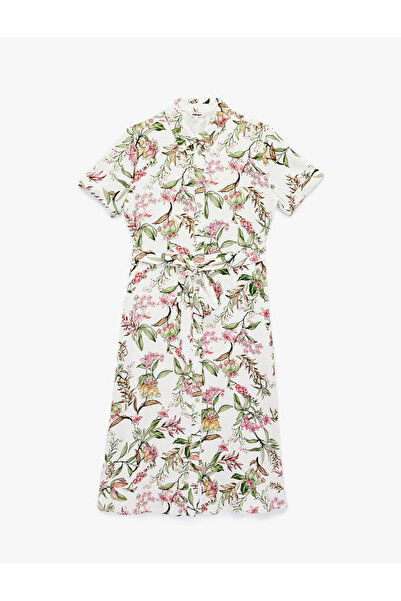 Koton Cămașă cu mânecă scurtă, cu buzunar la guler, cămașă florală din viscoză