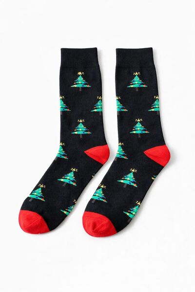 SOLDE SOCKS Men's Cotton Casual Socks – Pine Tree Pattern, Christmas Themed, ...
