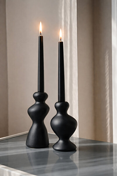 DOAHOMECONCEPT 2'li Asimetrik Modern Dalgalı Şamdan Mumluk Biblo