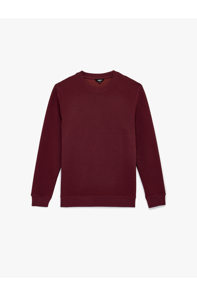 Koton Φούτερ με κανονική εφαρμογή, μακρυμάνικο, με υφή βάφλας και λαιμόκοψη π...